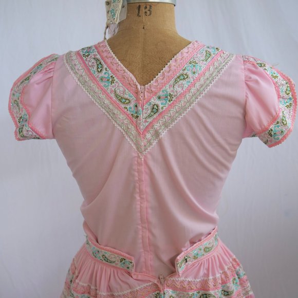 vtg 50s JEANETTES SOUTHWEST Pink Full Pleated Skirt & Top Set Swing Rockabilly 8 - Picture 11 of 15